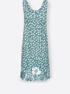 Kleider| Freizeitkleid mit Tupfen-Muster jade-gemustert