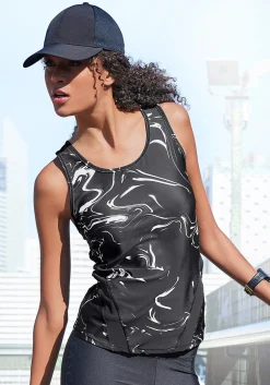 Shirts|LASCANA ACTIVE Funktionsshirt schwarz-marmoriert