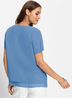 Blusen| Georgettebluse in Lagenverarbeitung himmelblau