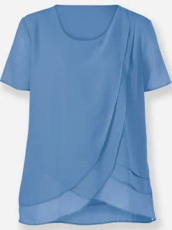Blusen| Georgettebluse in Lagenverarbeitung himmelblau