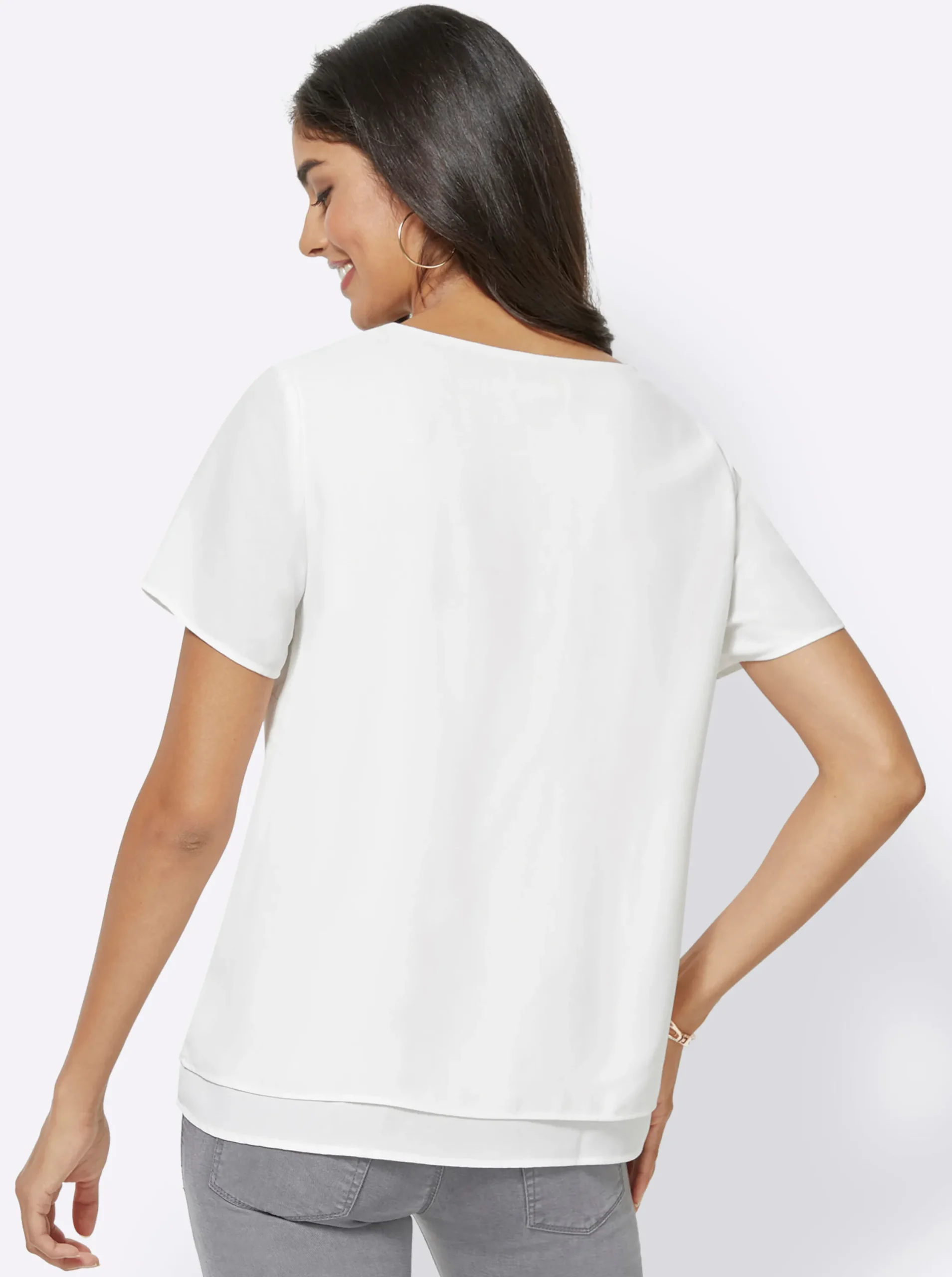 Basics| Georgettebluse mit Kellerfalte vorn wollweiß