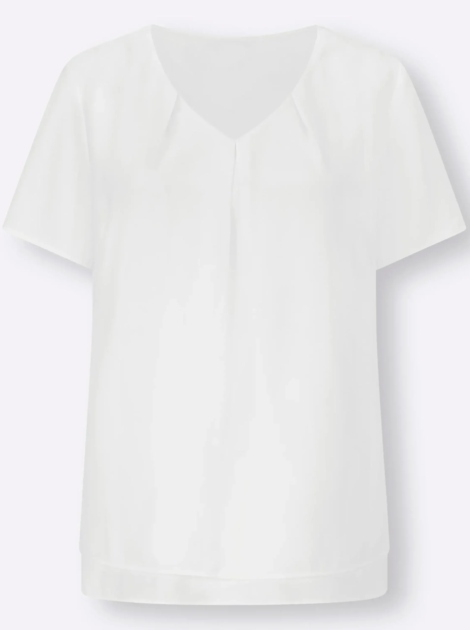 Basics| Georgettebluse mit Kellerfalte vorn wollweiß