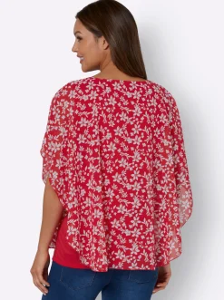 Blusen| Georgettebluse mit Lagen-Look rot-gemustert