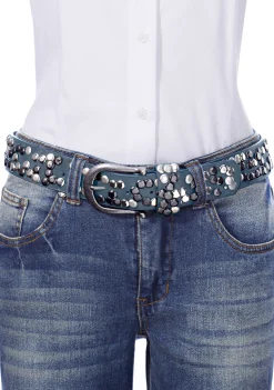 Gürtel|heine Gürtel blau-metallic