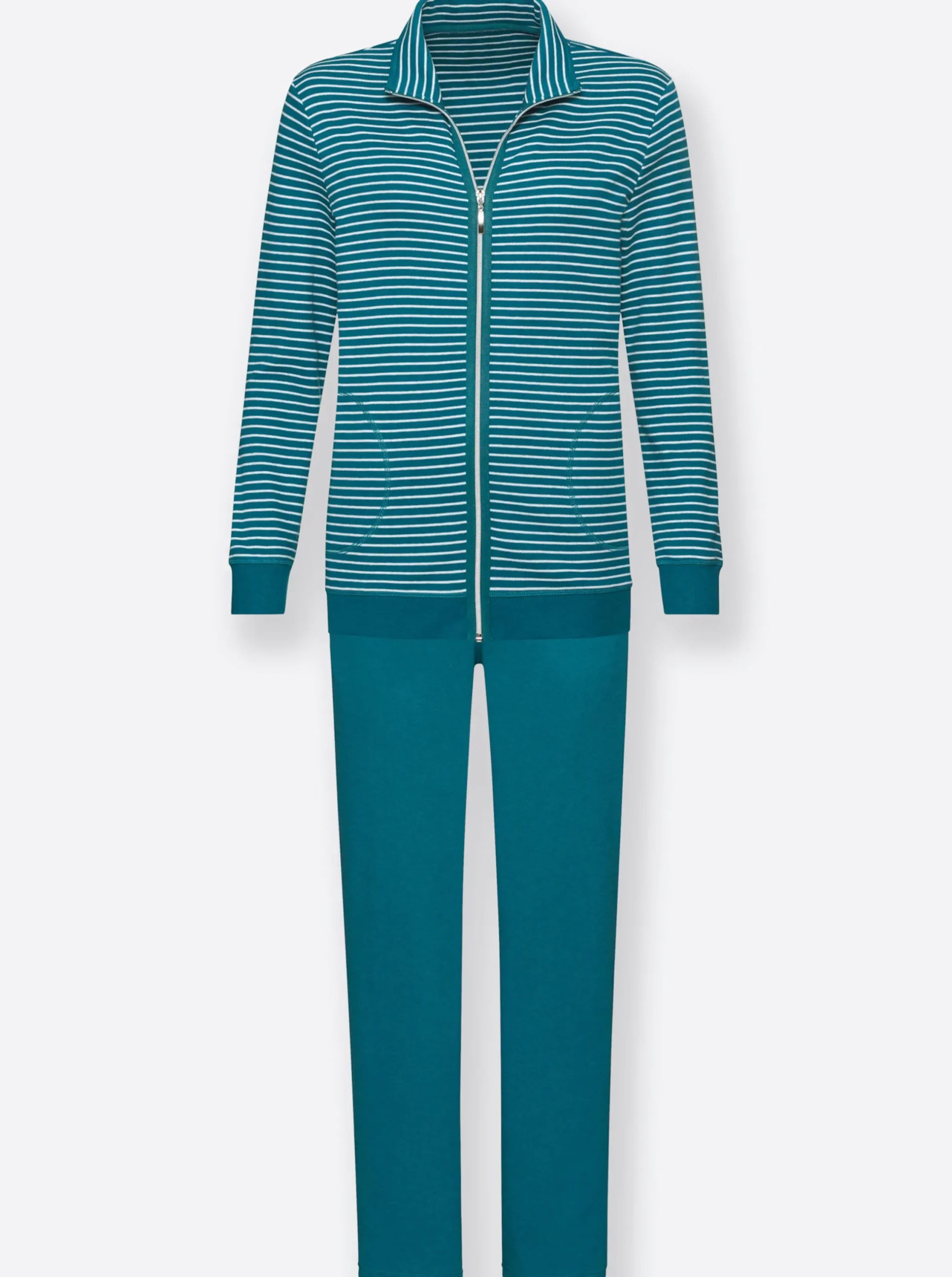 Homewear|Homewear| Hausanzug petrol-gestreift