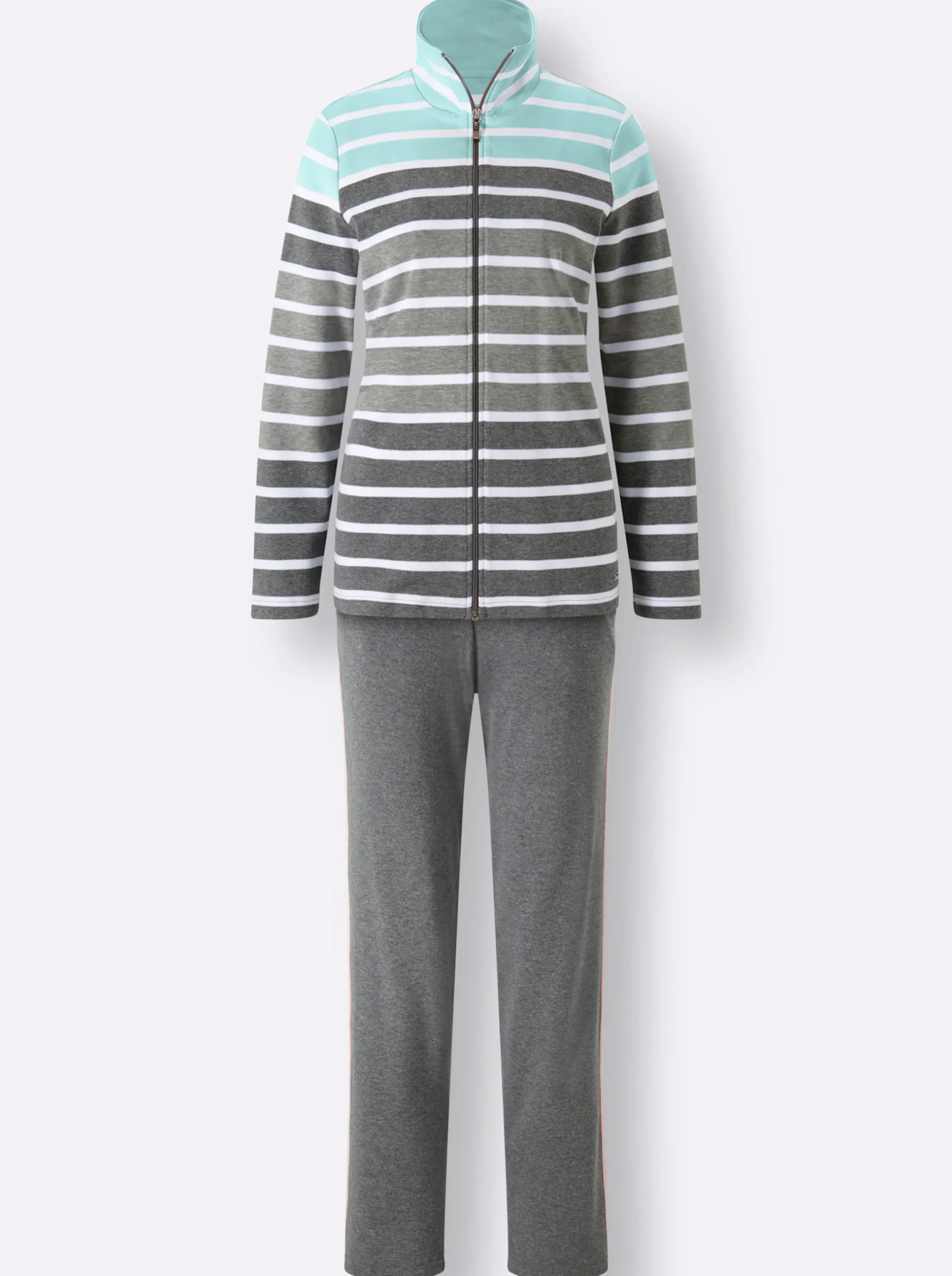 Homewear|Homewear|feel good Hausanzug in Interlock-Qualität grau-mint