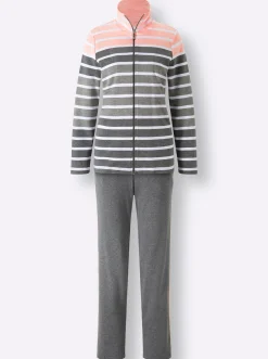 Homewear|feel good Hausanzug in Interlock-Qualität grau-rosé