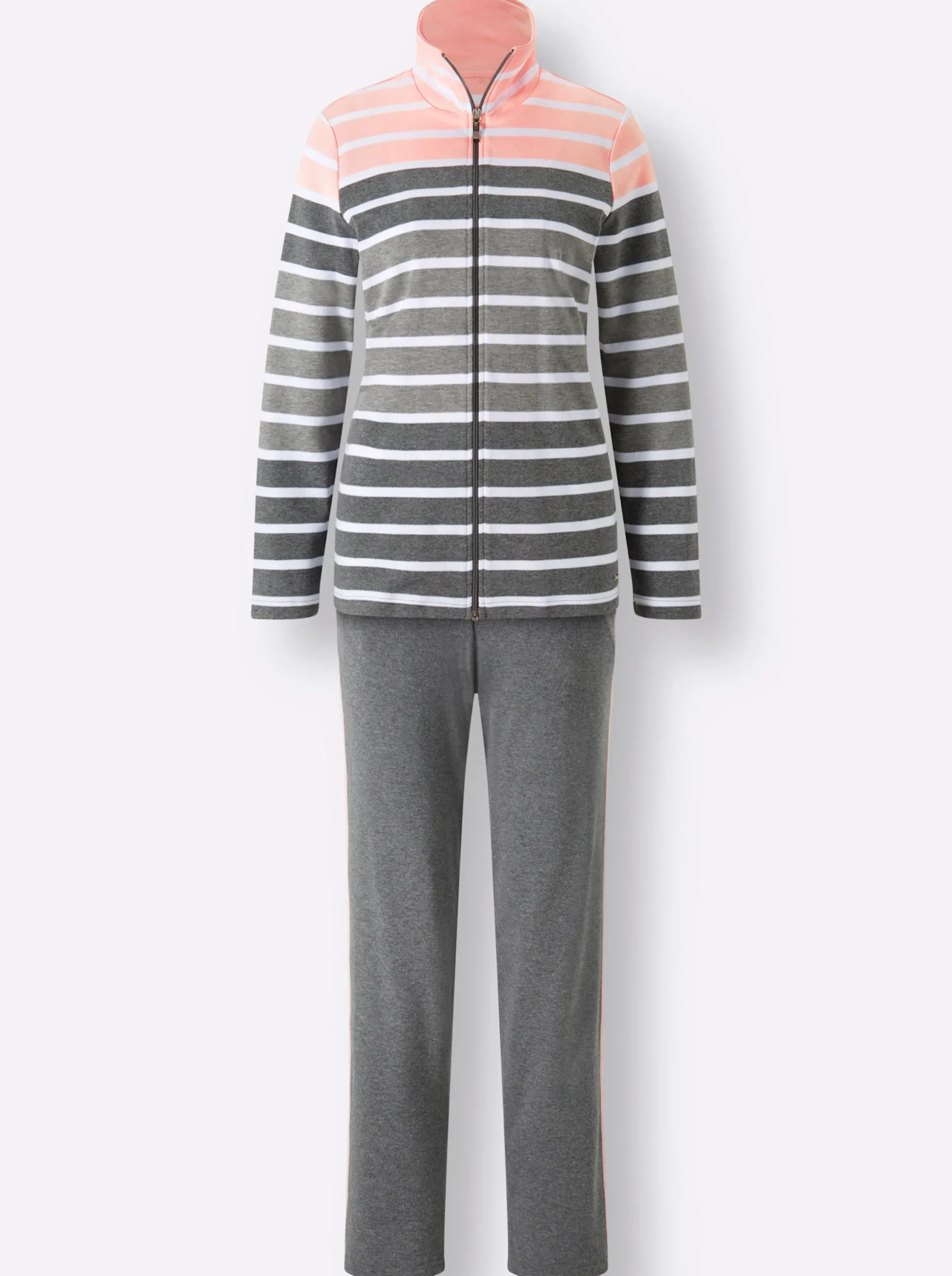 Homewear|feel good Hausanzug in Interlock-Qualität grau-rosé