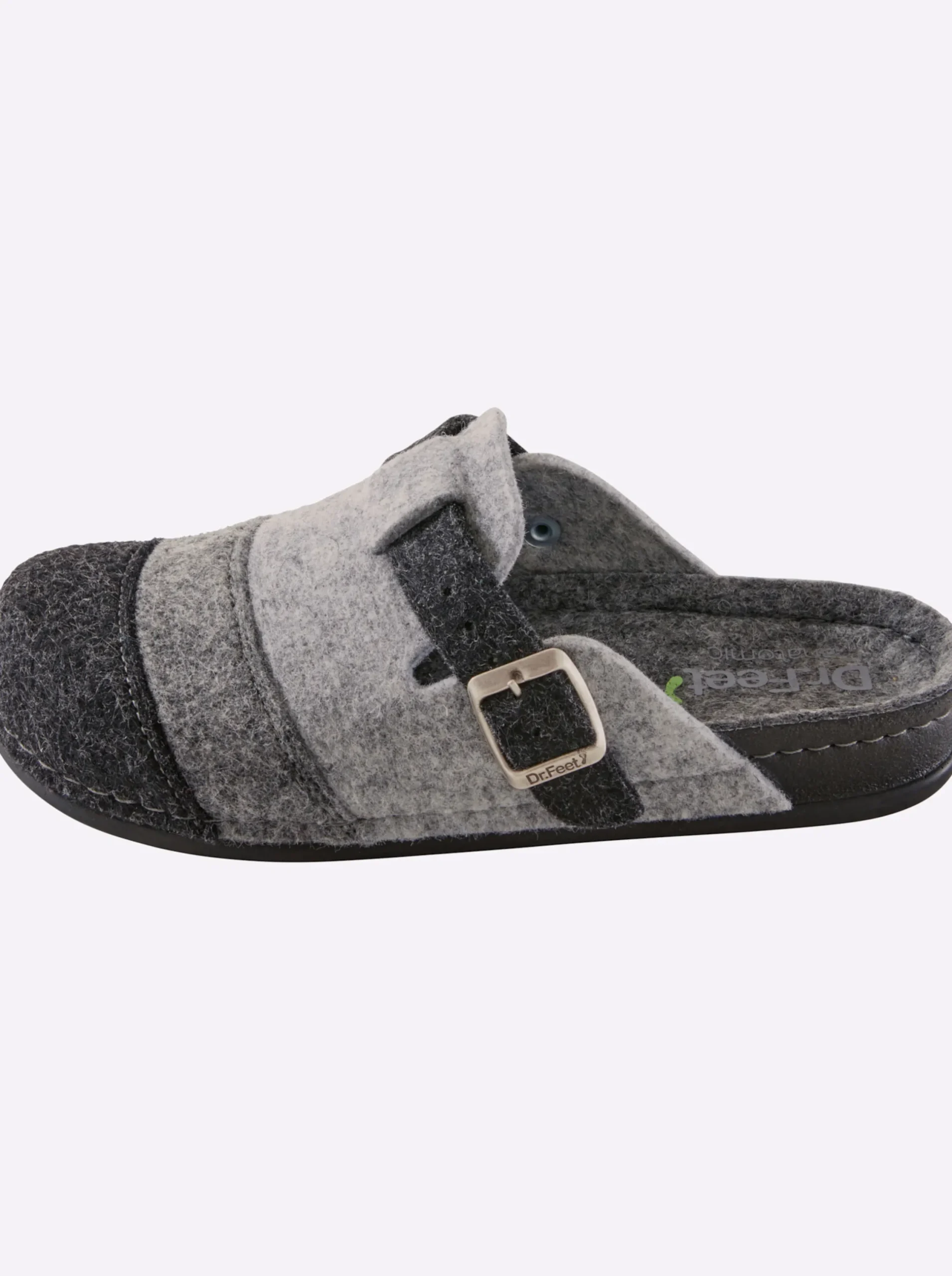 Hausschuhe|Dr. Feet Hausschuh grau-gestreift