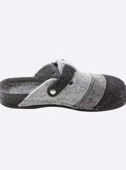 Hausschuhe|Dr. Feet Hausschuh grau-gestreift