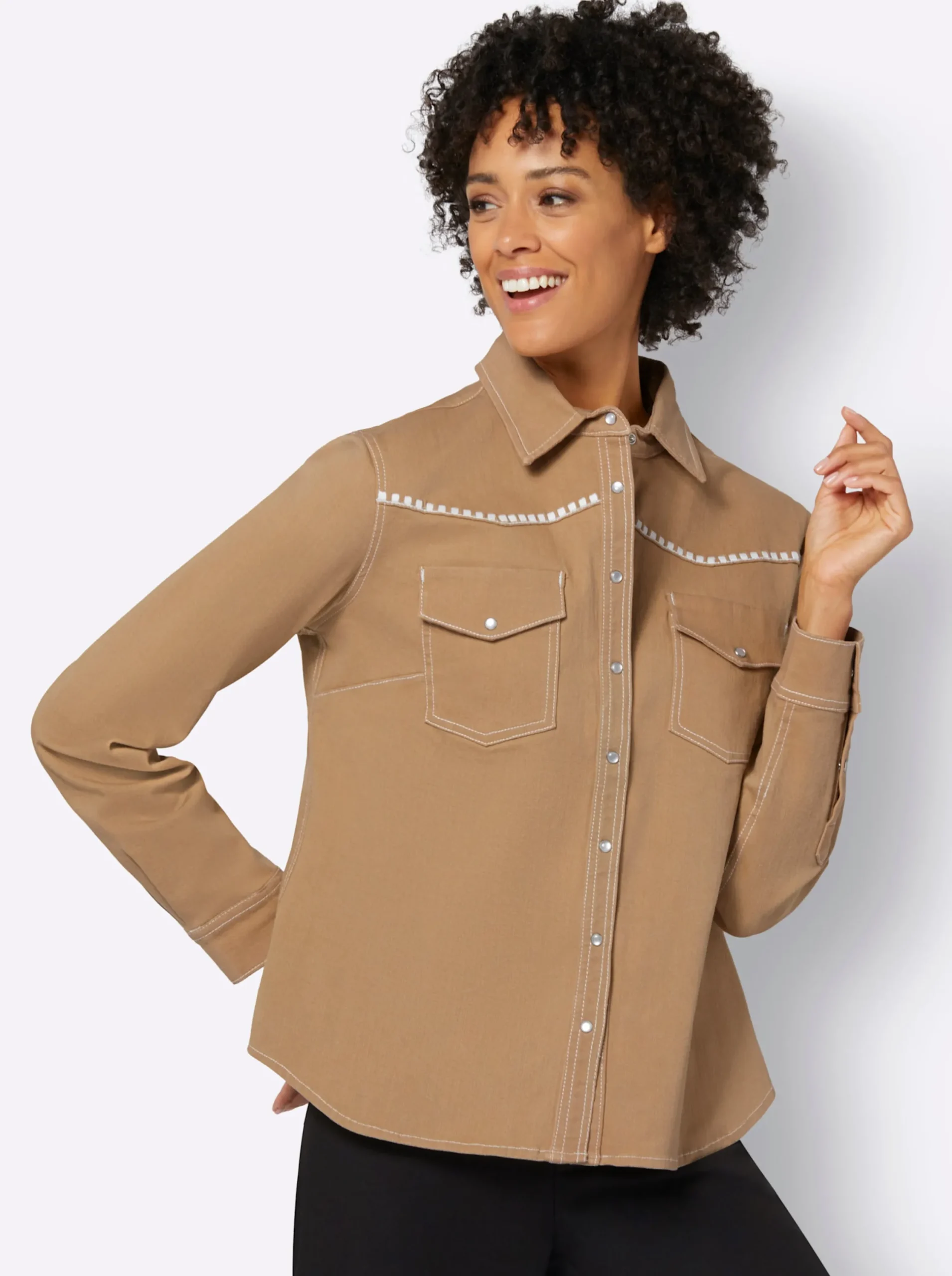 Blusen| Hemdbluse camel