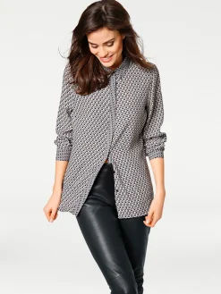 Blusen|heine Hemdbluse grau-rosé