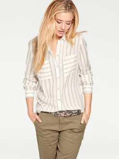 Basics|Blusen|heine Hemdbluse walnuss-ecru