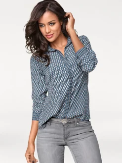 Blusen|heine Hemdbluse blau-rosé