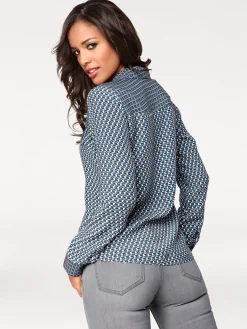 Blusen|heine Hemdbluse blau-rosé