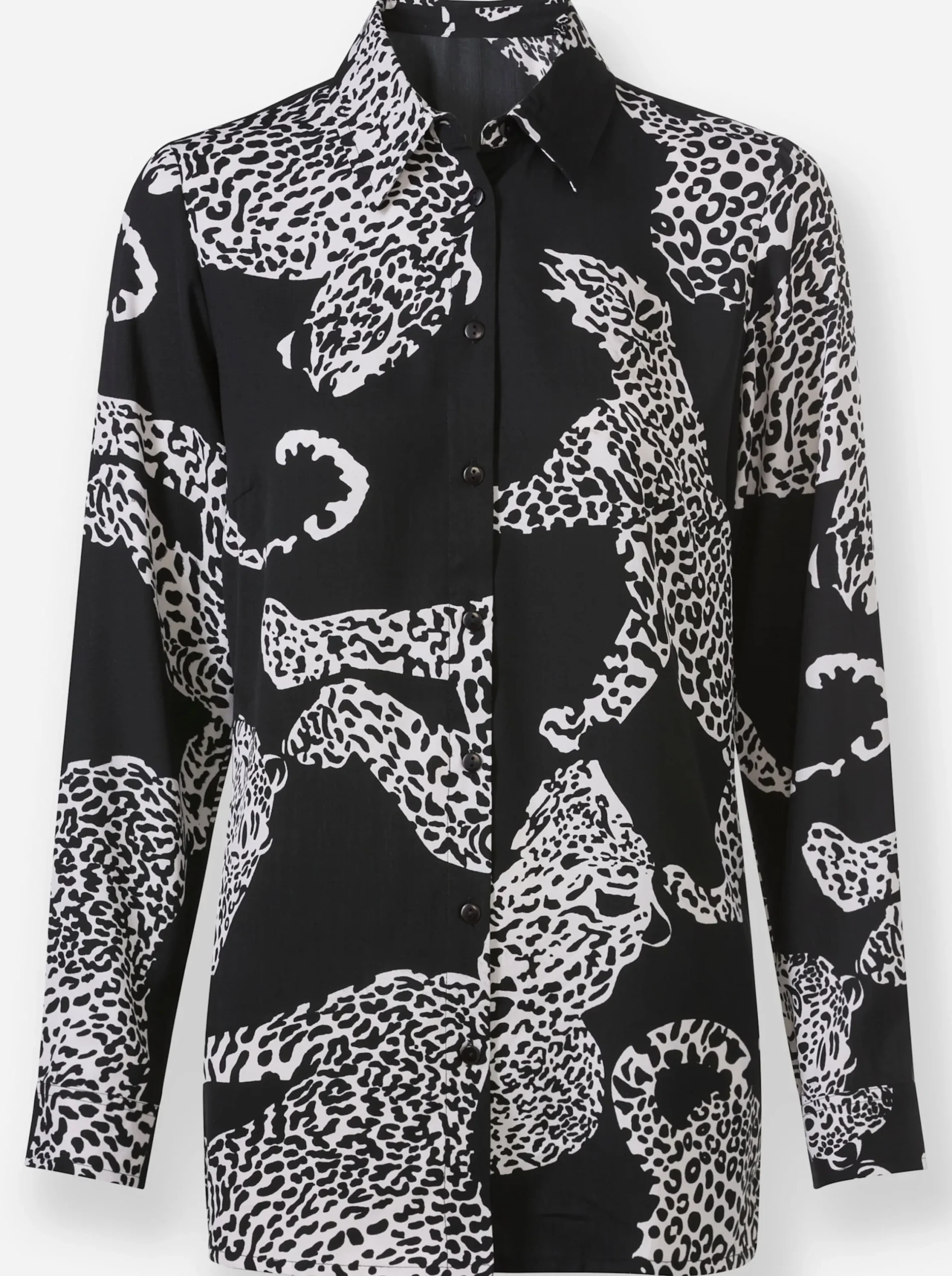 Blusen| Hemdbluse schwarz-ecru-gemustert