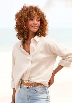 Strandmode|Blusen|Buffalo Hemdbluse sand