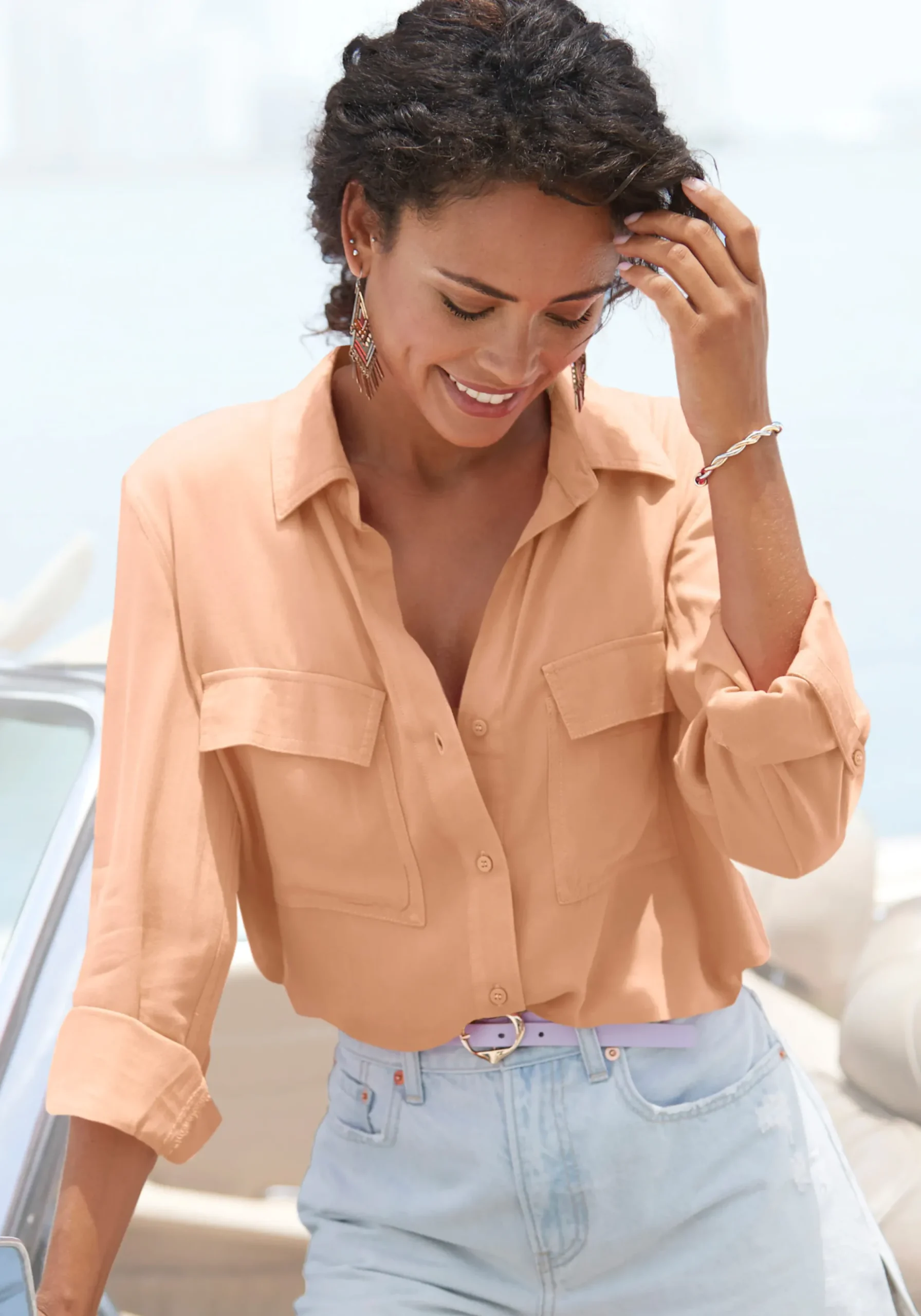 Strandmode|Blusen|Vivance Hemdbluse peach