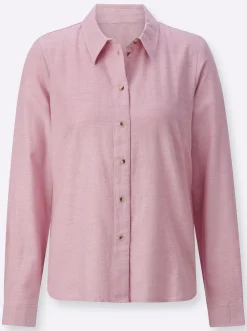 Basics|Blusen| Hemdbluse aus Baumwoll-Stoff altrosa-meliert
