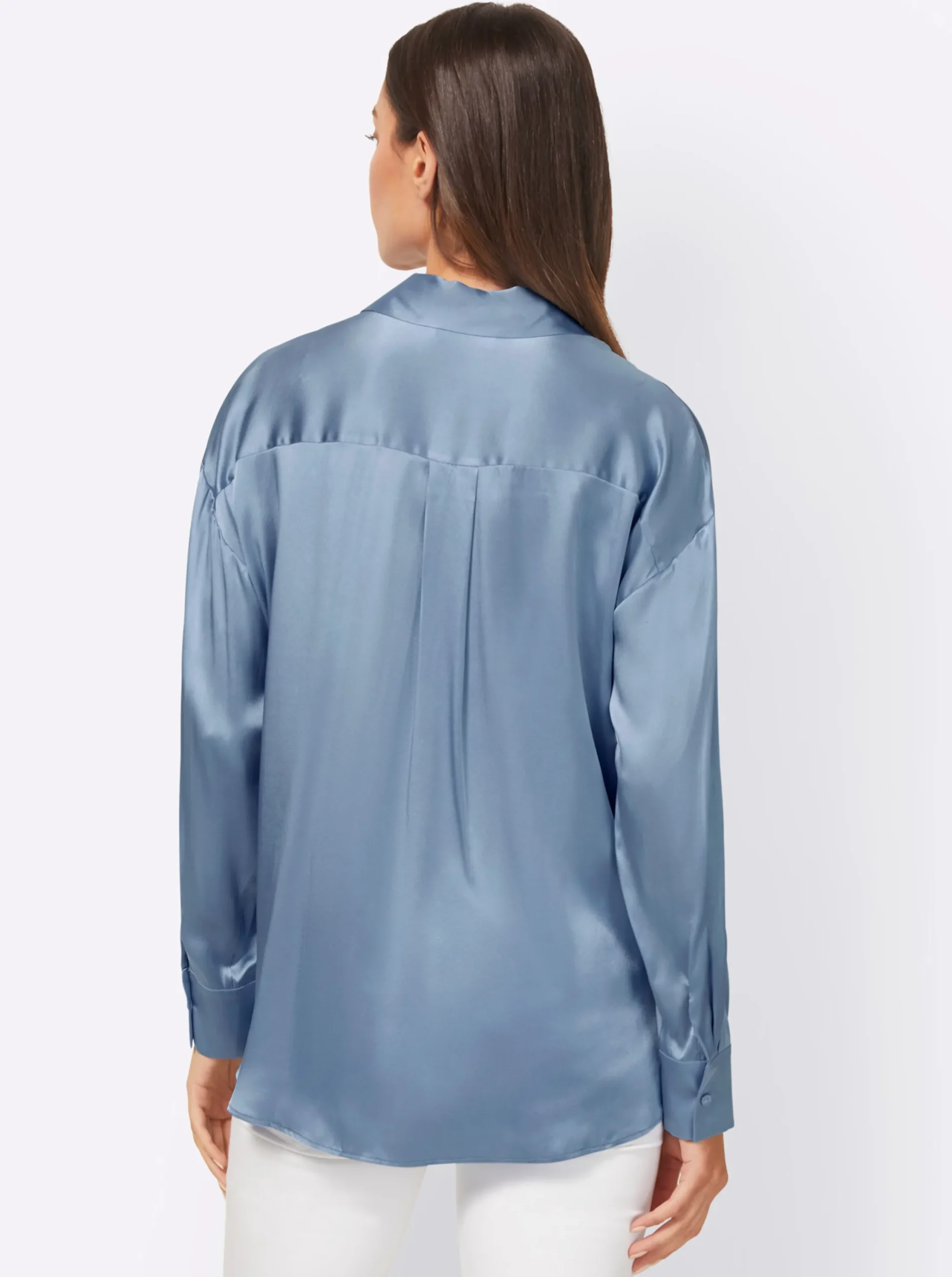 Blusen|heine Hemdbluse aus Seidenmischung bleu