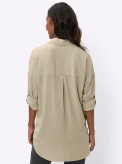 Blusen|heine Hemdbluse aus Viskose sand