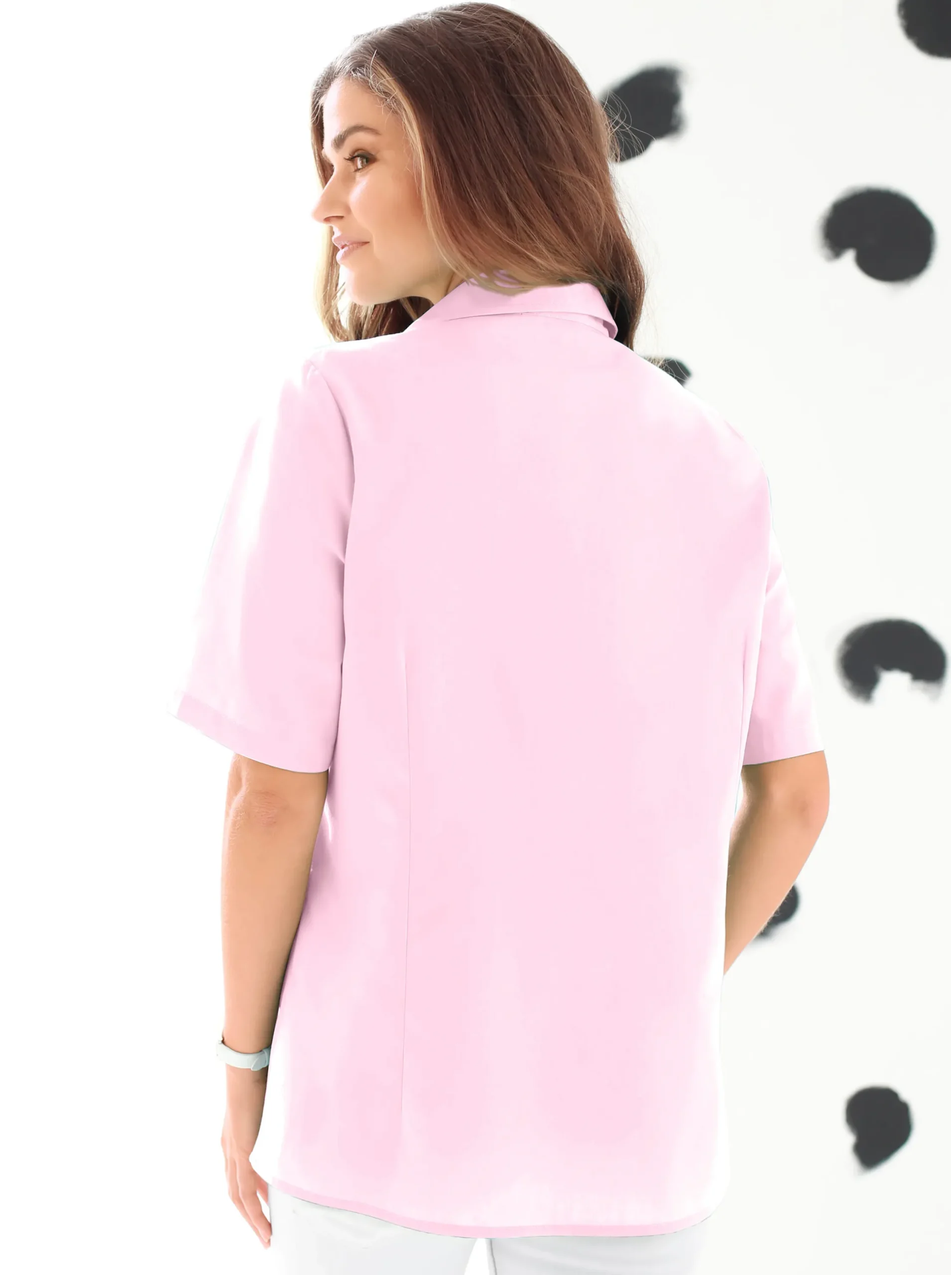 Blusen| Hemdbluse mit Brust-Pattentaschen rosé