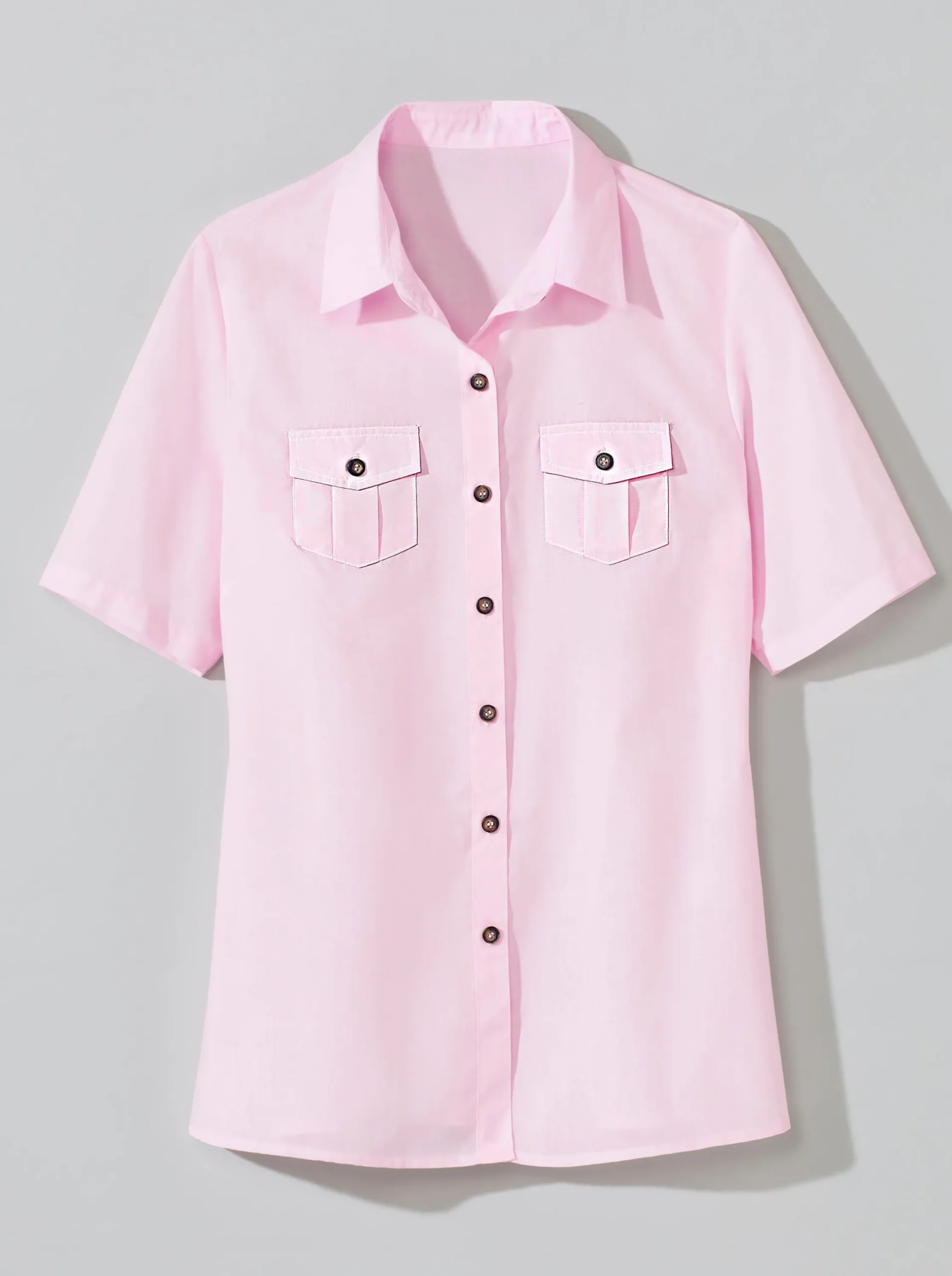 Blusen| Hemdbluse mit Brust-Pattentaschen rosé