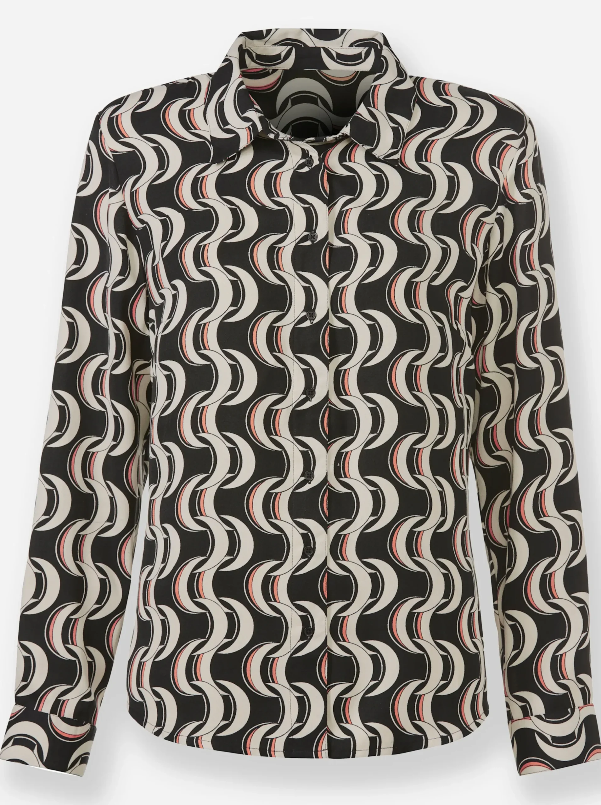 Blusen|heine Hemdbluse mit Langarm schwarz-sand-bedruckt