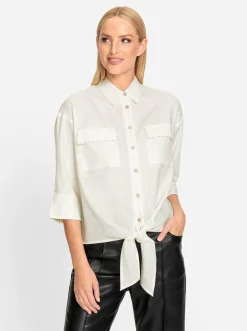 Blusen|heine Hemdbluse mit Leinenanteil ecru