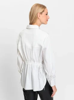 Blusen|heine Hemdbluse mit Smok-Einsätzen weiß