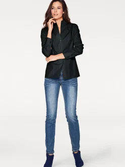 Blusen|heine Hemdbluse mit Stehkragen schwarz