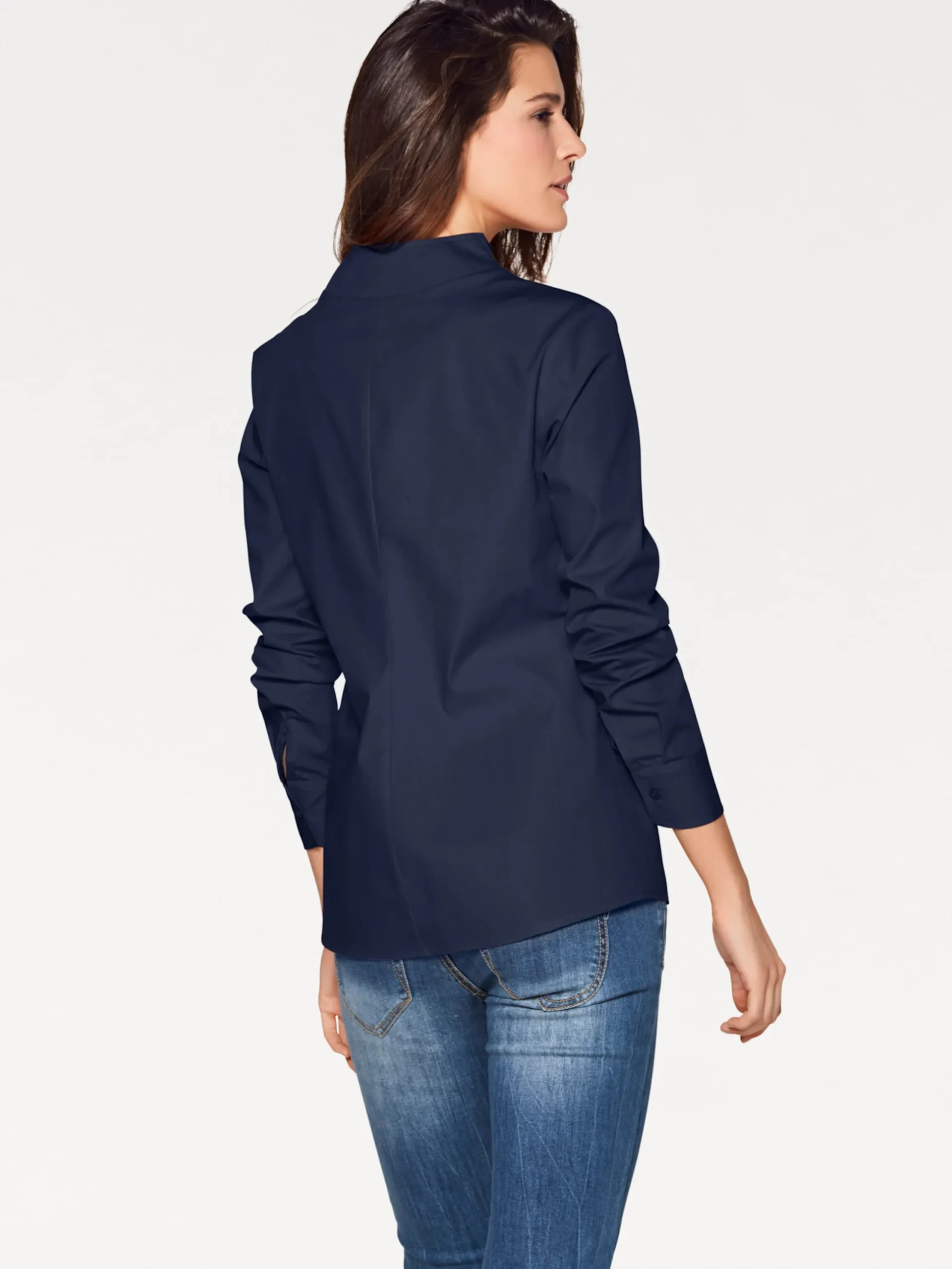 Blusen|heine Hemdbluse mit Stehkragen marine