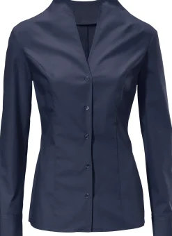 Blusen|heine Hemdbluse mit Stehkragen marine