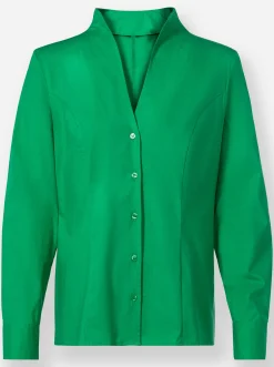 Blusen|heine Hemdbluse mit Stehkragen grasgrün