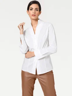 Blusen|heine Hemdbluse mit Stehkragen weiß