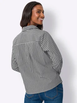 Blusen|heine Hemdbluse mit Streifen marine-weiß-gestreift