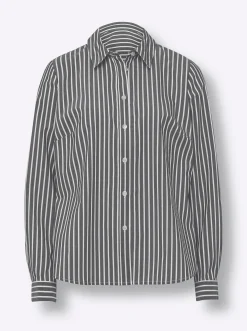 Blusen|heine Hemdbluse mit Streifen marine-weiß-gestreift