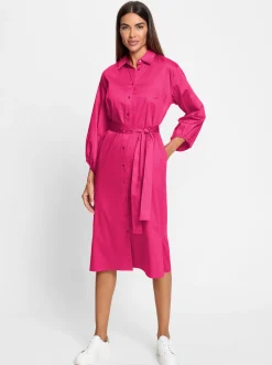 Kleider|heine Hemdblusenkleid mit Bindegürtel pink