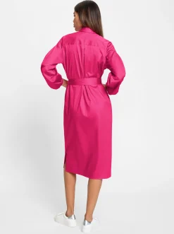 Kleider|heine Hemdblusenkleid mit Bindegürtel pink