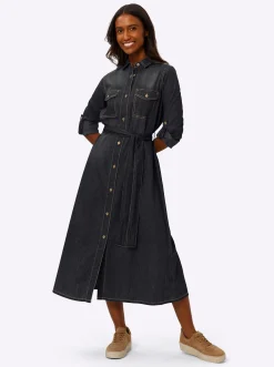 Kleider|heine Hemdblusenkleid mit variabler Armlänge black-denim