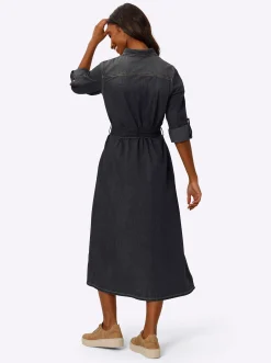 Kleider|heine Hemdblusenkleid mit variabler Armlänge black-denim