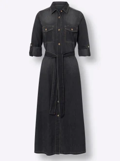 Kleider|heine Hemdblusenkleid mit variabler Armlänge black-denim
