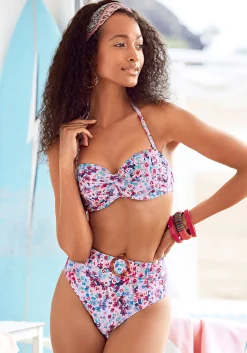 Bikinis|s.Oliver Highwaist-Bikini-Hose lila-bedruckt