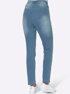 Basics| High-waist-Jeans in Karottenform blue-bleached