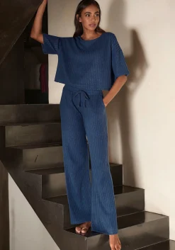 Homewear|LASCANA Homewearhose blau-meliert