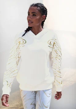Pullover|LASCANA ACTIVE Hoodie weiß,gold