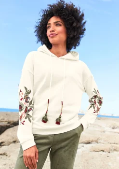 Pullover|heine Hoodie ecru-dunkeltaupe-gemustert