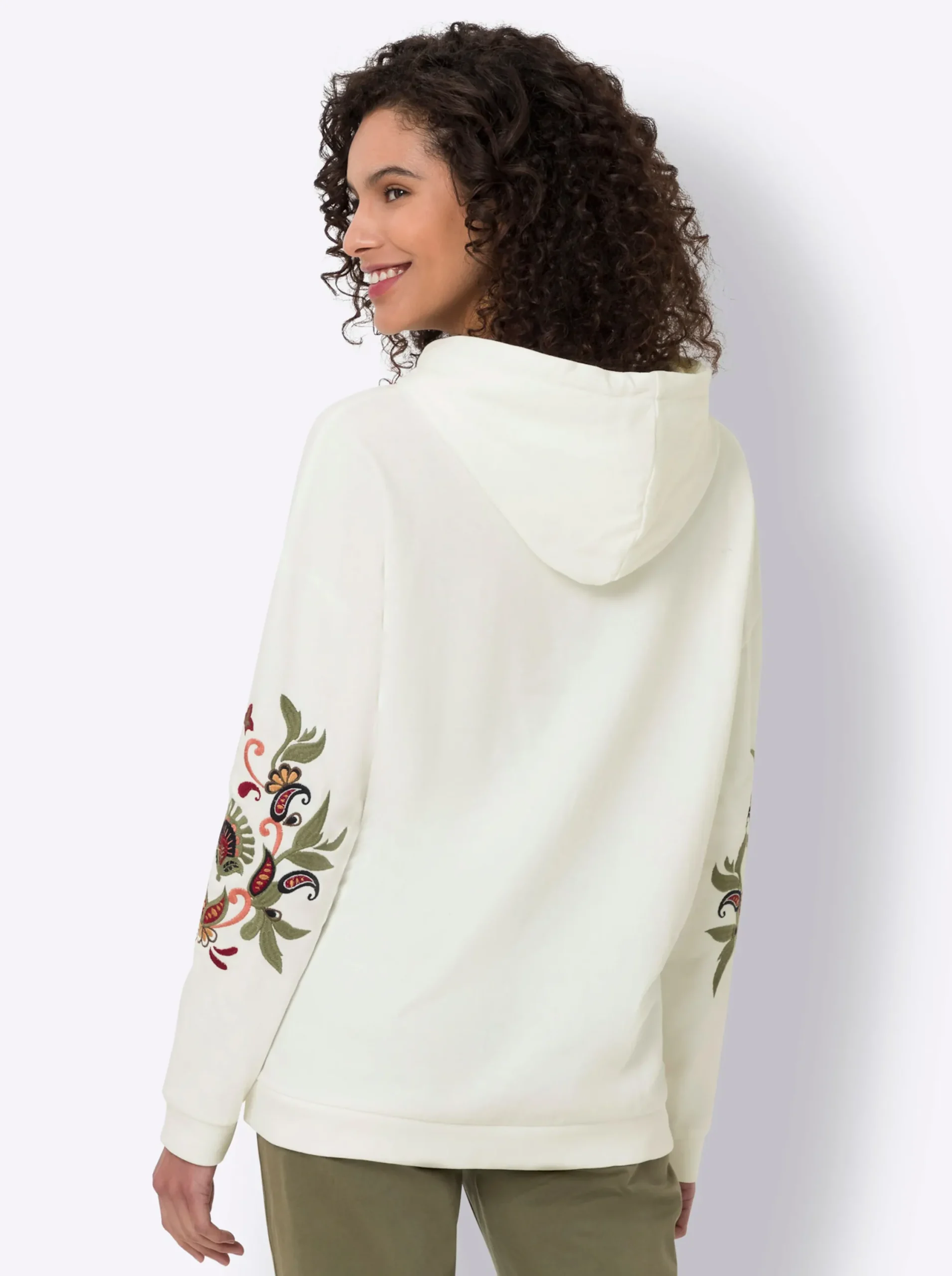 Pullover|heine Hoodie ecru-dunkeltaupe-gemustert