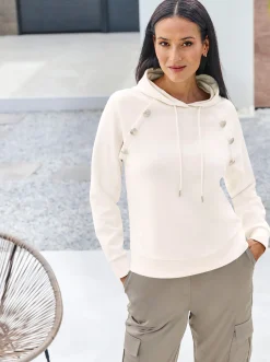 Shirts|heine Hoodie mit Schmuckknöpfen champagner