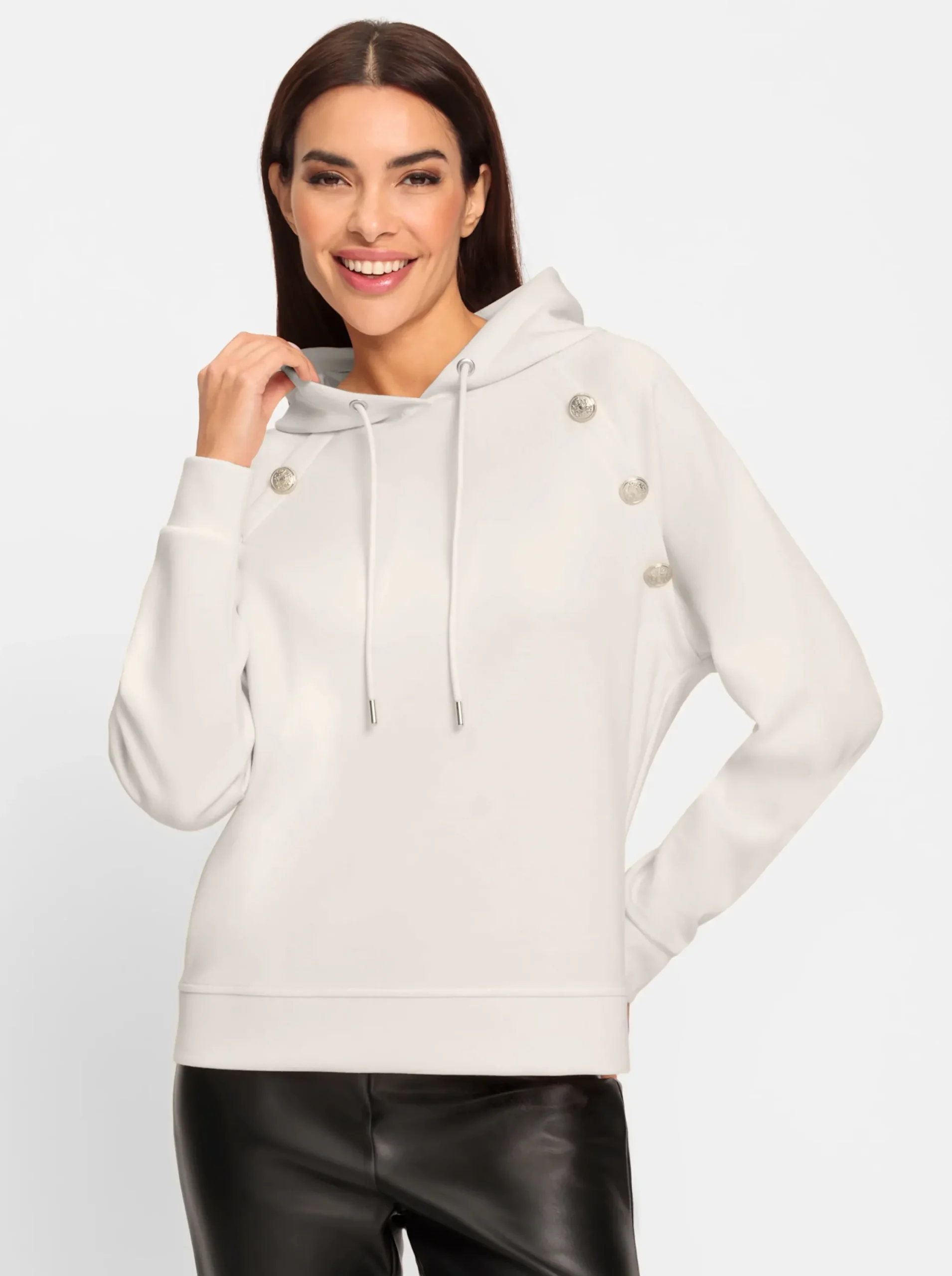 Shirts|heine Hoodie mit Schmuckknöpfen champagner